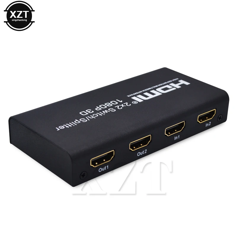 2X2 Jungiklis Splitter HDMI V1.4 Switcher palaiko Full HD 1080P 3D 2 10M įvesties Atstumas 2 Išėjimo Keitiklis Nešiojamas juodas naujausias
