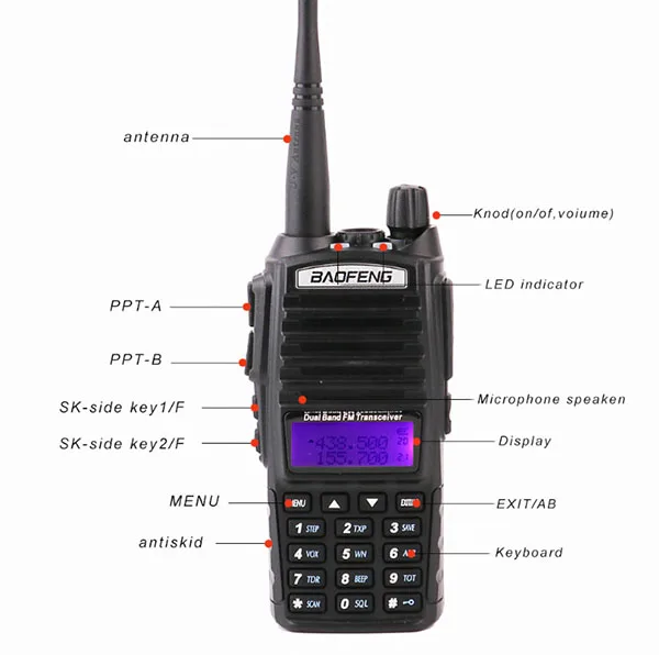 2vnt Walkie Talkie Pora UV 82 dviejų dažnių VHF UHF Nešiojama Radijo Skaitytuvas 2 du būdu Radijo siųstuvas-imtuvas Baofeng uv-82 Kumpis Radijo