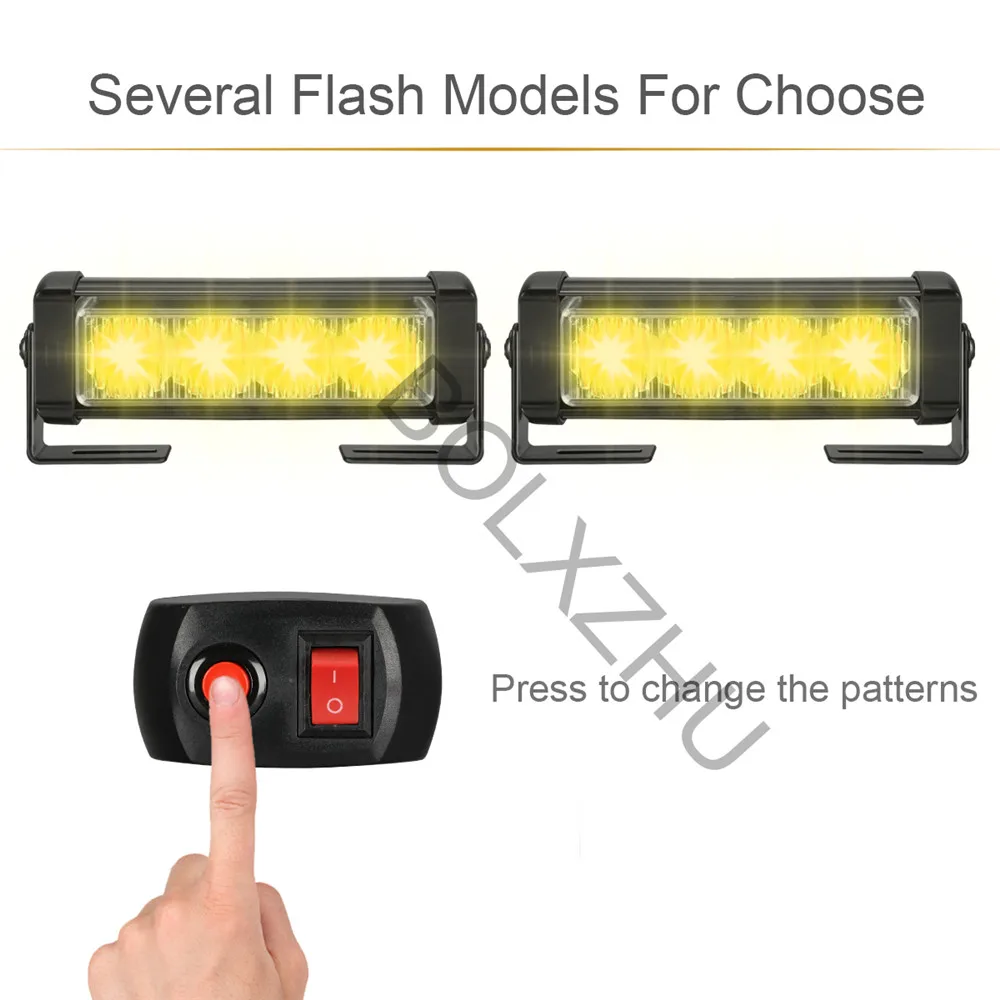 2x4 LED Strobe Šviesos Automobilių, Sunkvežimių Priekinės Grotelės Pagalbos Flash lempa baras Įspėjimas Lengvųjų Transporto priemonių Sauga, Šviesos važiavimui Dieną
