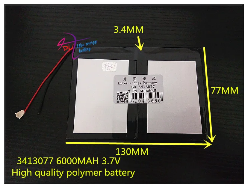 3.7 V 6000mAH 3413077 polimeras ličio jonų / Li-ion baterija tablet pc power bank GPS mp3 mp4 mobilųjį telefoną, e-knyga
