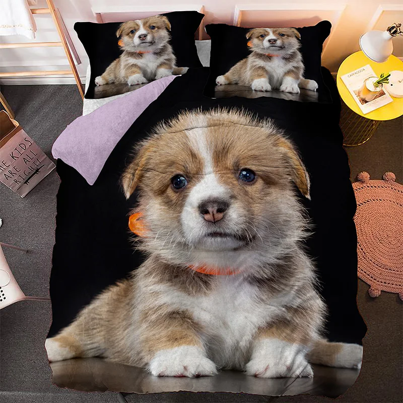 3D Gyvūnų Spausdinti Vieną Karalienės ir Karaliaus Dydžio Patalynės Komplektas Namų Puošybai Šunytis naminių Gyvūnėlių Šuniuką Antklode Padengti Užvalkalas Lašas Laivybos