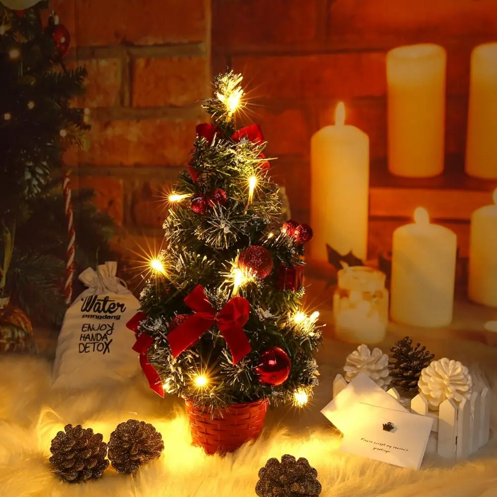 40CM Lentelė LED Kalėdų Eglutė naktinė lempa Apdailos Šviesos Pušis Mini Kalėdų Eglutė Kalėdinė Dekoracija Naujųjų Metų Dovana
