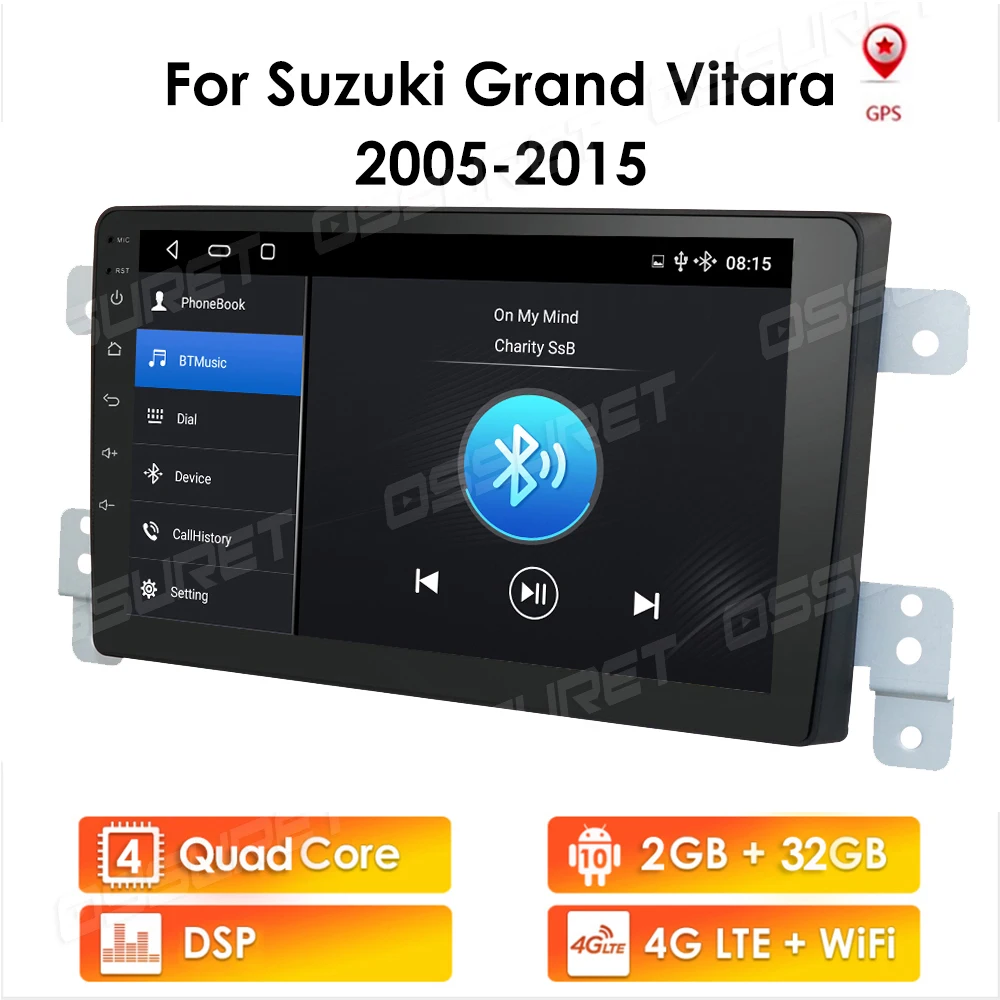 4G LTE Už Suzuki grant Vitara 3 2005 - Automobilio Radijo Multimedia Vaizdo Grotuvas, Navigacija, GPS Android 