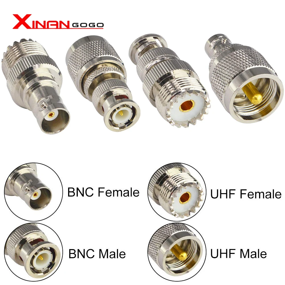 4pcs/set BNC į UHF PL259 adapteris, RF jungtis 4 BNC tipo vyras moteris iki UHF male Plug moterų SO239 Lizdas