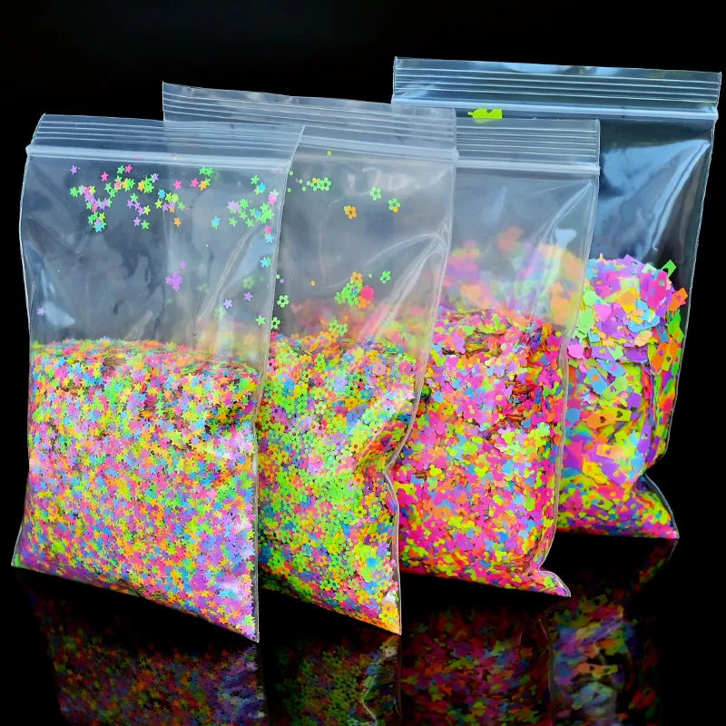 500G 3D Neon China Blizgučiai, Mix-spalvos Žvaigždė Vasaros Gėlių Tuščiaviduriai Širdies Modelis, Nagų Daiktų Tiekimo, Fluorescencija Nagų Plokštelės #FG7