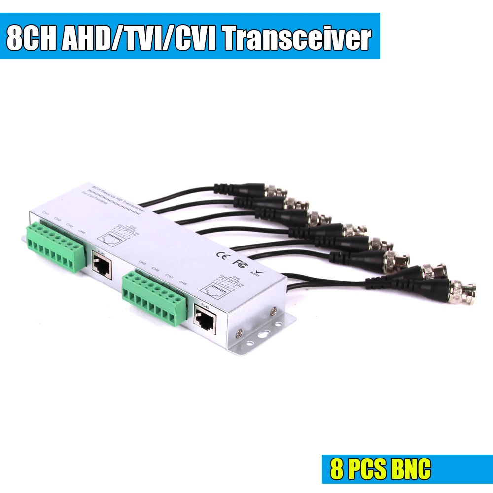 8CH HD CVI/TVI/HAINAUT Pasyvus Transiveris 8Channels Vaizdo Balun Adapteris Siųstuvas BNC į UTP Cat5/5e/6 Kabelis 720P 1080P