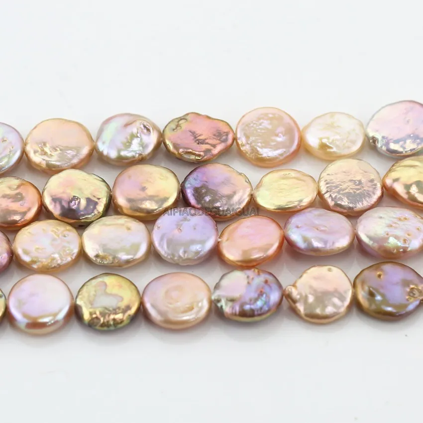 APDGG Gamtos 12-13mm AA bulvių monetos pink&raudonos perlas sruogos prarasti karoliukai moterų lady papuošalai 