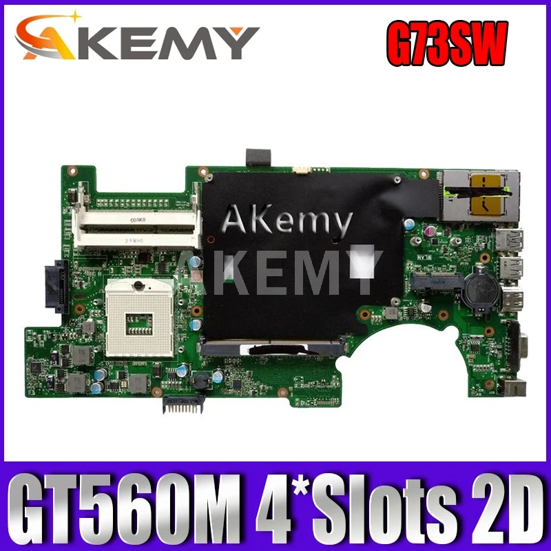 Akemy G73SW Mainboard REV2.0 Asus G73SW G73S G73 Nešiojamas plokštė HD3000 visiškai išbandyta HM65 Paramos GT560M 4*Slots 2D