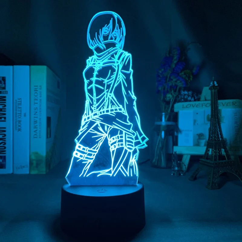 Anime Ataka Titan Paveikslas Modelis, Žaislai Levi Veiksmų Skaičiai Akrilo 3D Led Nakties Šviesos Lempa 