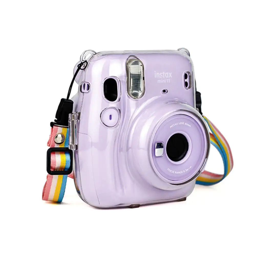 Apsaugos Aiškiai Kristalų Fotoaparato krepšys su Reguliuojamu Vaivorykštė Peties Dirželis Fujifilm Instax Mini 11