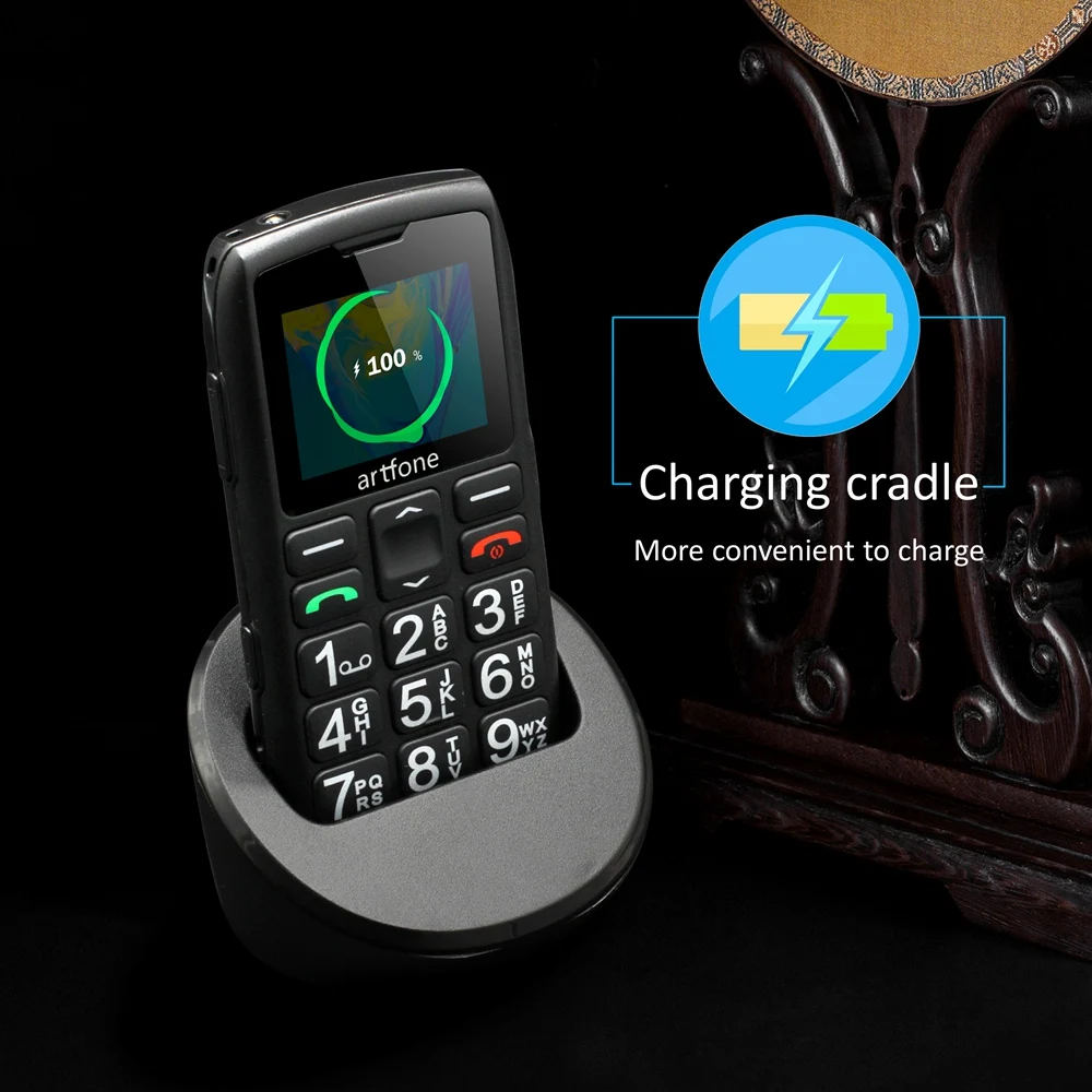 Artfone Vyresnysis mobilusis Telefonas su Dideliais Mygtukai ir Be Sutarties Dual SIM Pensininkas Telefono 1400 MAh Baterija (2G)