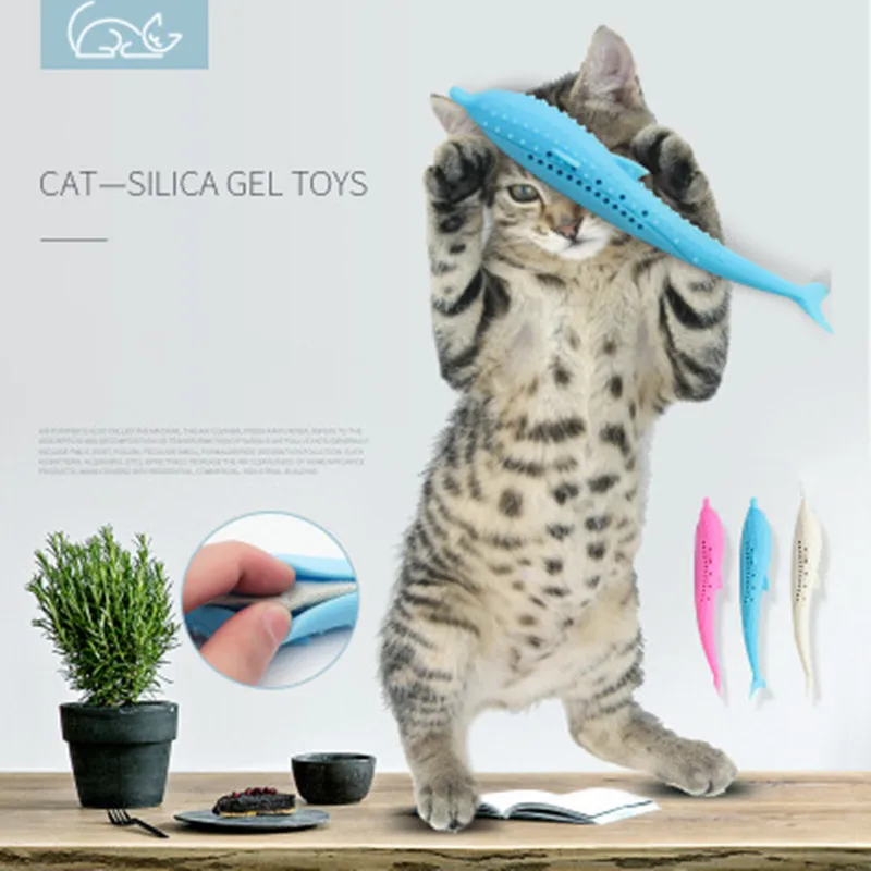 Augintinio dantų šepetėlį katės dantų valymas žaislas katė mėtų silikono žuvų, smulkių delfinų žaislas molinis lazdele