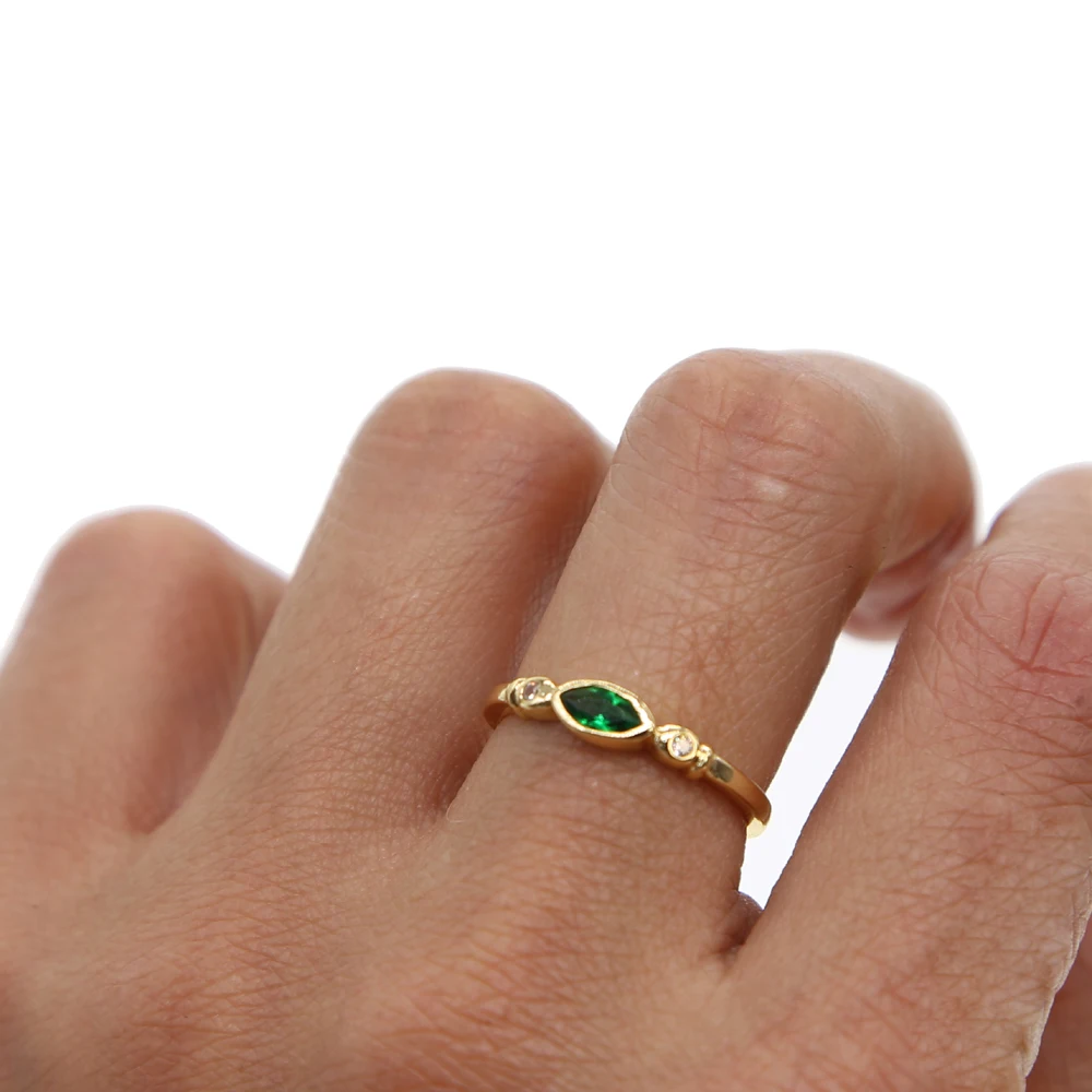 Aukštos kokybės elegantiškas Ovalo Sukurta Smaragdas-Osioms Žiedai Moterims, aukso spalva, subtilus Juvelyrikos Didmeninė 3pc akmenys size7
