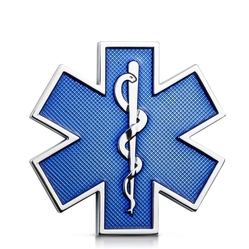 Automobilių Modifikuotų Metalo Lipdukas Star Gyvenimo Logotipą, Mėlyna Pagalbos Greitosios Pagalbos Logotipas Ženklelis Automobilio Pusės Sparnas Kamieno Apdailos Reikmenys