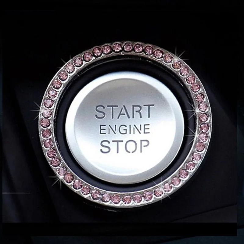 Automobilių apdailos lipdukai Krištolo ir deimantų vieną mygtuką pradėti žiedas Cirkonio ratas Variklis, start Stop žiedas, Skirtas Mercedes, BMW, Audi