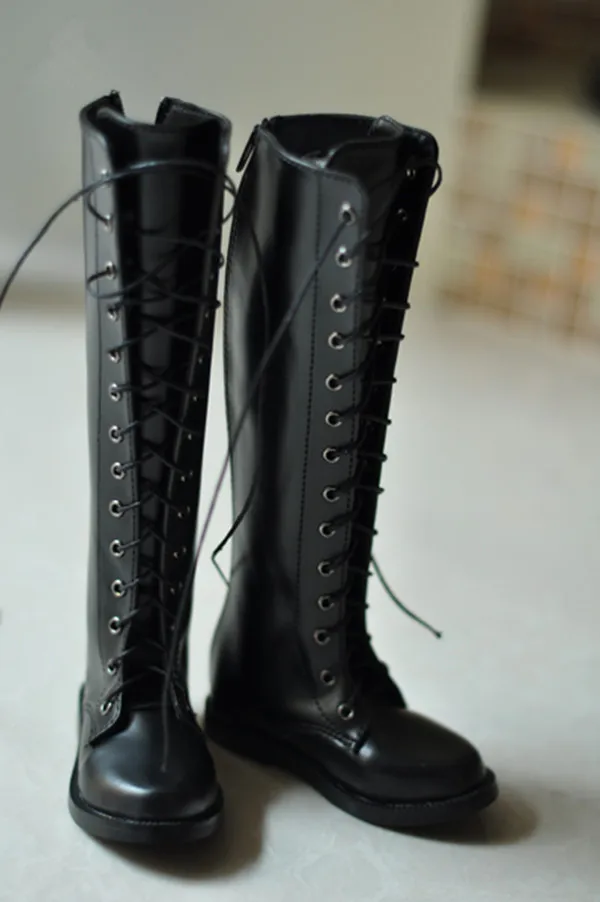 BJD doll batai 1/3 1/4 Dėdė dydžio stilingas juodos spalvos nėriniai-up batai high waisted tiesiai Martines batai lėlės priedai