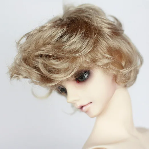 BJD doll plaukų perukai, šviesos, auksinės rudos spalvos Imitacija moheros trumpas perukai už 1/3 1/4 BJD DD SD MPD lėlės perukai
