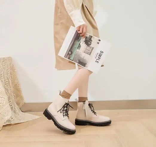 Batai Moteriška 2020 natūralios Odos Bateliai Moterims Nėrinių Balta žiema moterų bateliai neslidžiais mergina Martin batai