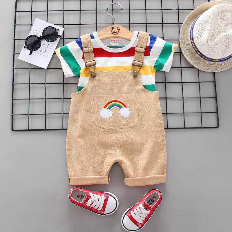 Berniukų drabužiai rinkiniai vasaros bamblys mados marškinėliai+chalatas 2vnt sportiniai kostiumai, skirti kūdikių, mergaičių, kūdikių neutralus drabužių komplektus 2020 m.