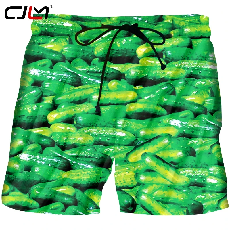 CJLM Vasaros Paplūdimio Trumpos Kelnės Nauja Mada Sporto 3D Atspausdintas Daržovių Agurkas Žalia Vyro Streetwear Didelis Dydis 5XL Šortai