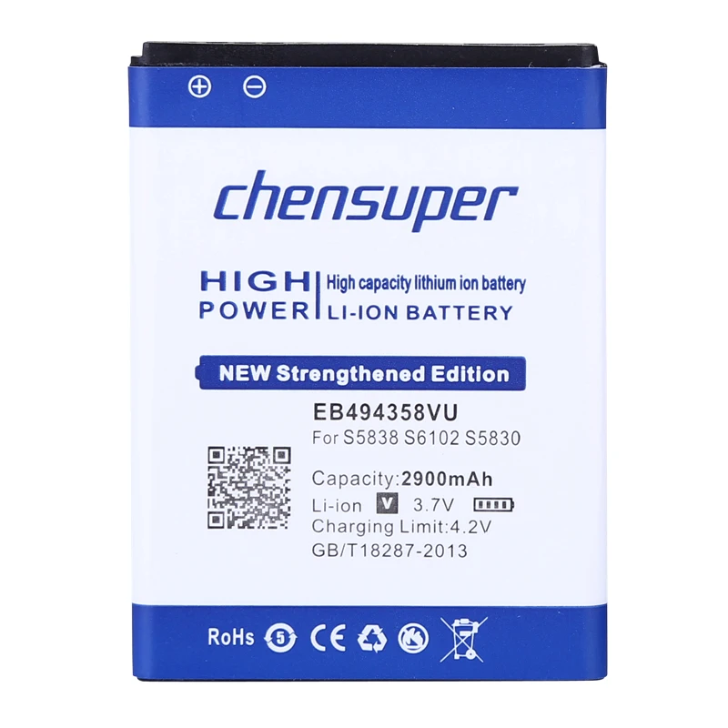 Chensuper EB494358VU 2900mAh Samsung S6802 Ace B7510 i569 i579 i619 S5660 S5670 S5830I S5838 S6102 S6108 S5830 Baterija