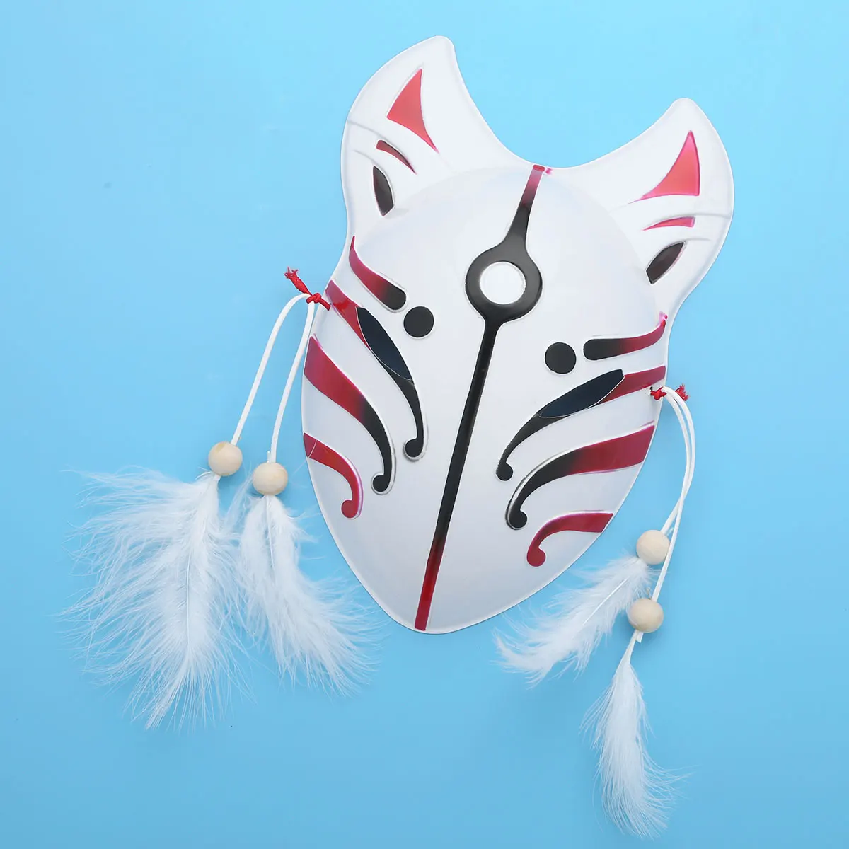 ChicTry Unisex Ranka-dažytos Japonų Pusę Veido PVC Fox Mask Maskuotis Šalis Kabuki Kitsune Anime Cosplay Kostiumų Priedai