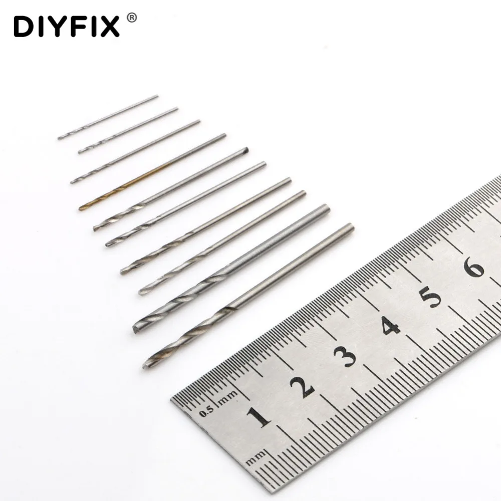 DIYFIX 10pc Twist Drill Bits Nustatyti, Mini Micro Aliuminio Lydinio rankinis Grąžtas Su Keyless Chuck Medienos Gręžimo Rotaciniai Įrankiai Rinkiniai
