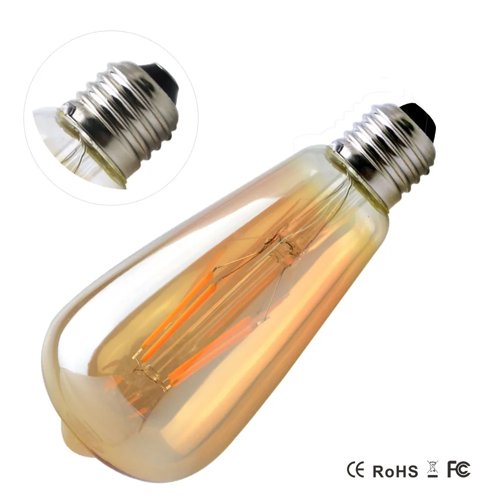 Derliaus led edisonas, kaitinamosios lemputės aukso st64 e27 led šviesos srautą galima reguliuoti šviesos 110v, 220v, energijos taupymo lempa pakeisti kaitrinę lemputę lampa