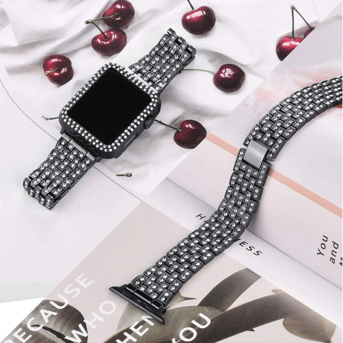 Diamond Nerūdijančio Plieno watchband apple žiūrėti series 5 40mm juostos 42mm 38mm už iwatch 