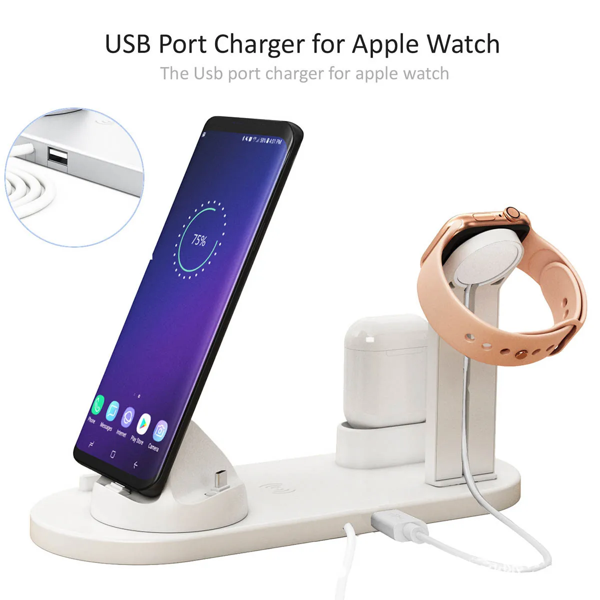 Doko Stotis Greitai, Belaidis Kroviklis 4 1 Wireless Charging Dock for iPhone/Micro-USB/Tipas-C/Airpods Žiūrėti Greito Įkrovimo Stovas