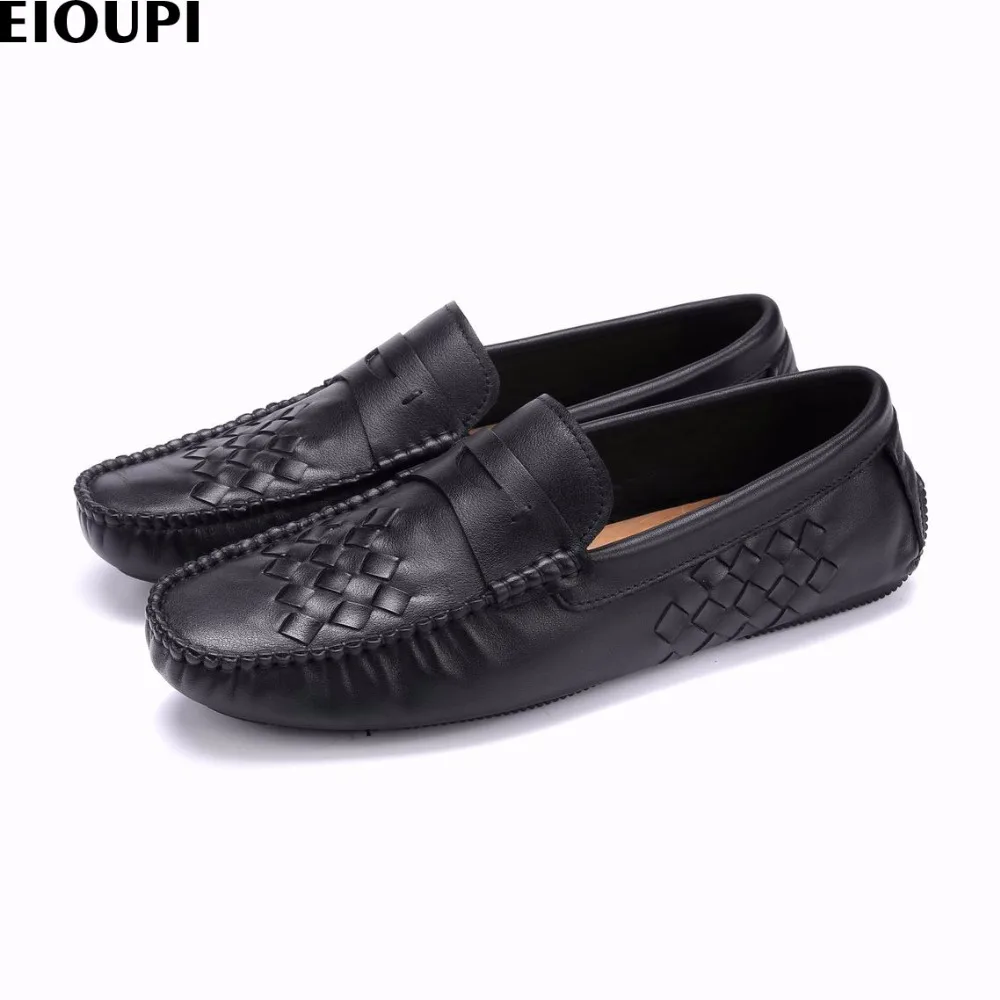 EIOUPI naujo dizaino nekilnojamojo liejimo odos buff mens mados verslo atsitiktinis batų kvėpuojantis vyrų austi huaraches batai e37663