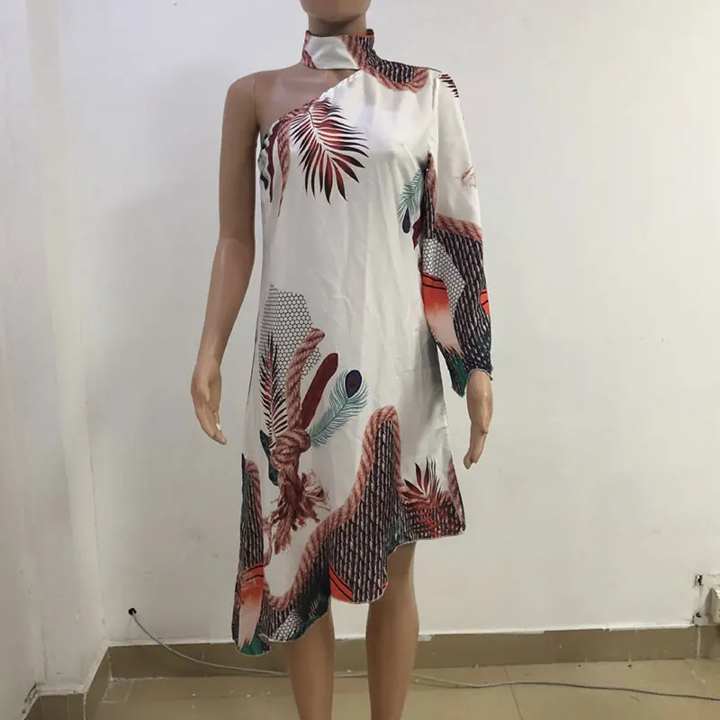 Elegantiškas Vieno Peties Nereguliarus Suknelė Moterims 2020 M Sexy Povas Leopardas Spausdinti Mini Suknelės Moterų Derliaus Šalies Paplūdimys Suknelė Vestido