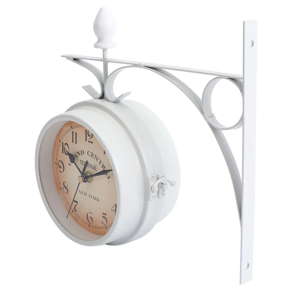 Europos stiliaus dvipusis Sieninis Laikrodis Kūrybos Klasikiniai Laikrodžiai (Baltas)