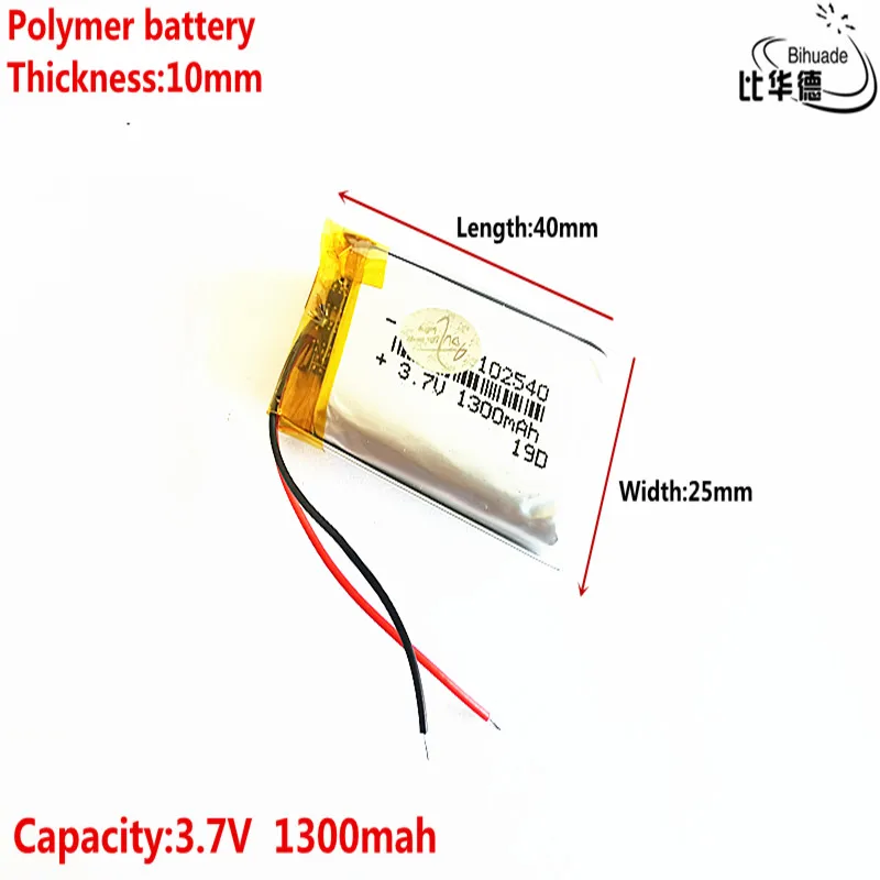 Geras Qulity Litro energijos baterija 3.7 V,1300mAH 102540 Polimeras ličio jonų / Li-ion baterija tablet pc BANKAS,GPS,mp3,mp4