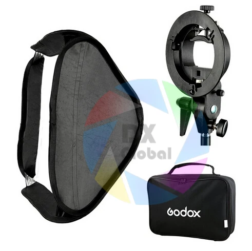 Godox S-Type Flash Speedlite Bracket Mount Turėtojas + 60 x 60cm Softbox Fotografijos Studija