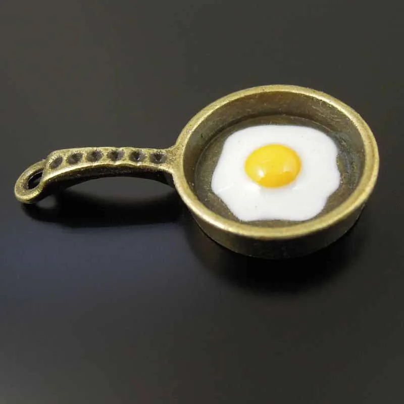 GraceAngie 16pcs Lydinio, Bronzos Miniatiūriniai Kepti Kiaušinių Visos Pusryčių Maisto virtuvė Pakabukas Žavesio Dėl Karoliai, Papuošalai, Aksesuarai,