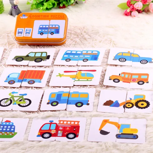 Grafikas Rungtynės Žaidimas vaiko Ankstyvo Ugdymo Montessori Žaislai, Dėlionės Kortelės Animacinių filmų Transporto priemonės Mokymosi Kišenėje 