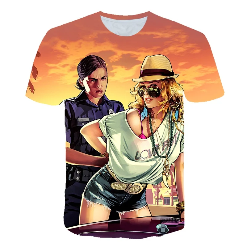 Grand Theft Auto Žaidimo GTA 5 Berniukai Vasaros T Marškinėliai Cool GTA5 Vyrų Marškinėlius Spalvinga 3D Print T-shirt Marškinėliai, Drabužių Juokinga