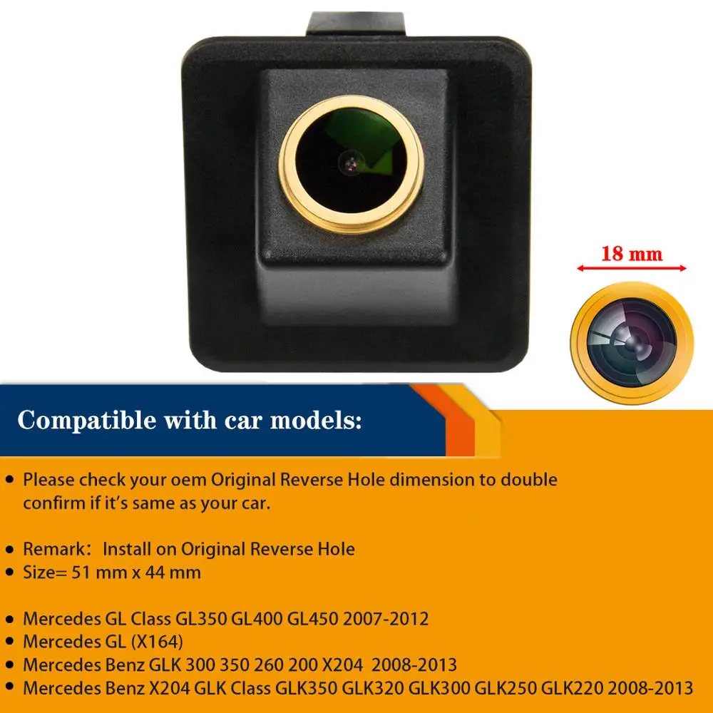 HD 720P Galinio vaizdo kamera Mercedes-Benz GL Klasė GL350 GL400 CL450 2007-2012 X164 GLK 200 220 250 260 300 350 X204 2008-2013 m.
