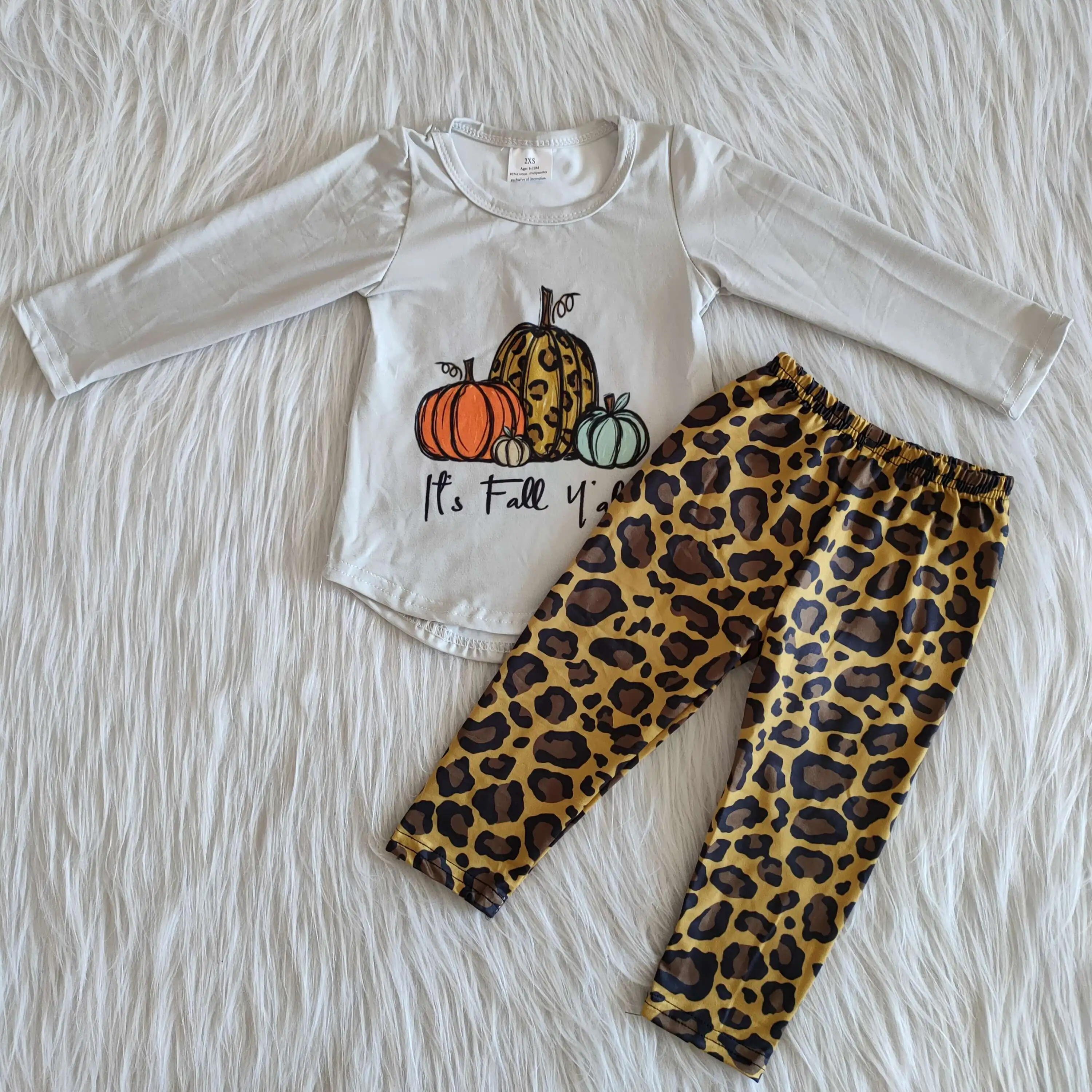 Helovinas Bamblys Vaikams Baby Girl Drabužiai Moliūgų ilgomis Rankovėmis Viršūnes marškinėliai Cheetah Legging Kelnes Apranga, Drabužiai, Rudenį, Žiemą Rinkinys
