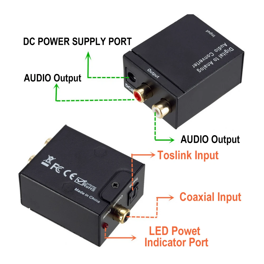 INIOICZMT Skaitmeninio į Analoginį Garso Keitiklis Coaxial SPDIF Optinė Skaitmeninio Stereo Audio DAC Aamplifier Adapteris su RCA LR Išvestis