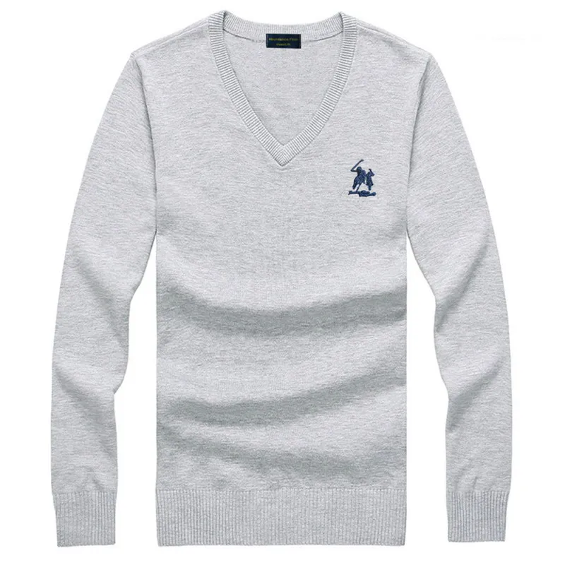 Išsiuvinėtu logotipu Polo rudens žiemos 2019 vyriški V-Kaklo Džemperis vyrams jaunimo tendencija grynos medvilnės dugno marškinėliai slim mezgimo 8508