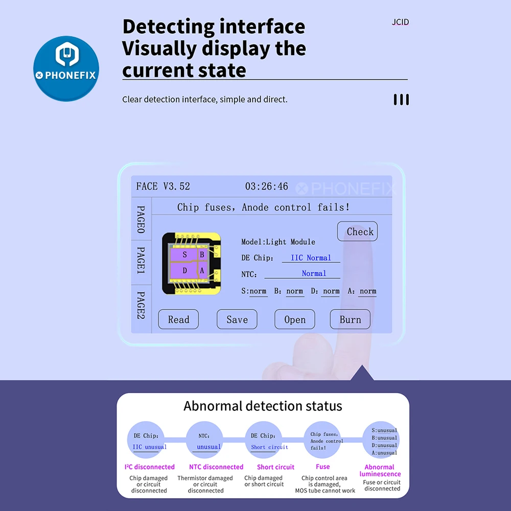 JC Pro1000S JC iface Pro Dot Matrix Aptikimo Modulis Face ID Dot Projektorius Flex Kabelis Skaityti, Rašyti Įrankis, skirtas 