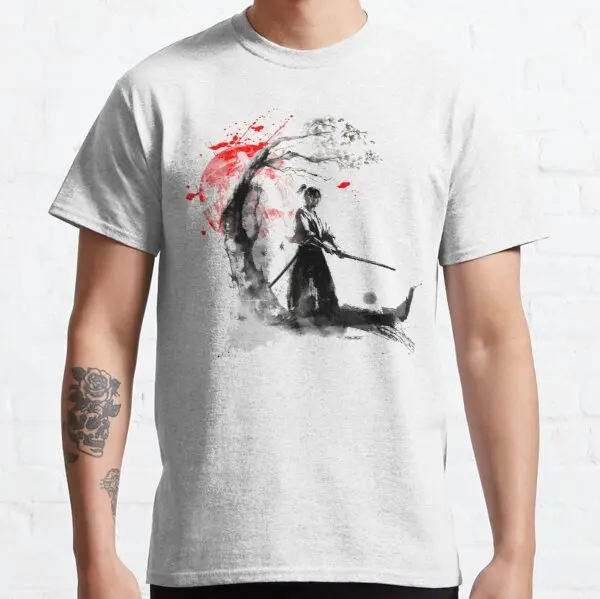 Japonų Samurajus Vyrų T-Shirt 2021 M. Vasarą Geometrinės Apskritimo Viršuje Tees Mados O--Kaklo Trumpomis Rankovėmis Atsitiktinis Laisvi Marškinėliai Vyrams