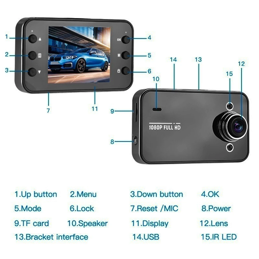 K6000 Mini HD Car DVR Kamera, Naktinio Matymo Dashcam Transporto priemonės Vairuotojo Vaizdo įrašymo Ciklinio Įrašymo USB Prievado, Automobilių Reikmenys