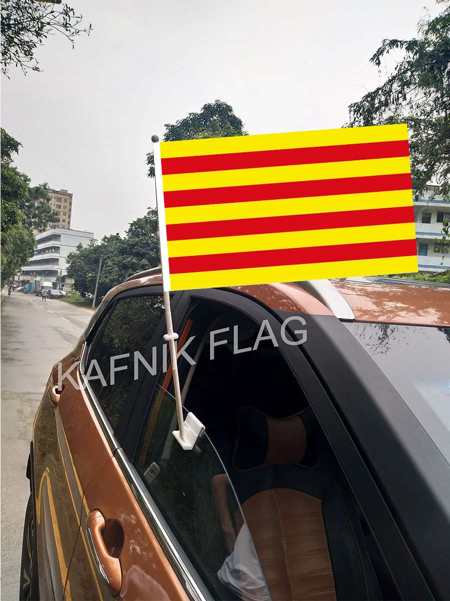 KAFNIK,30*45CM Katalonija Ispanijoje Lango Automobilių Vėliavas ir Plakatus Šalių Pasaulyje Užsakymą Vėliavas su 43/52cm stiebo