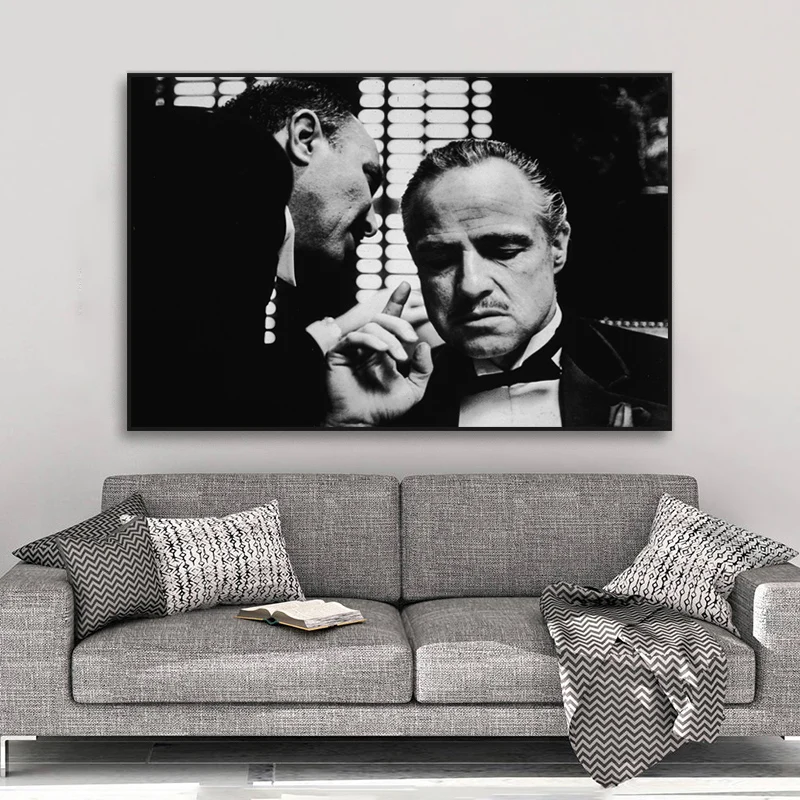 Klasikinis Godfather Filmus Plakatas Sienos Meno Marlonas Brando Juoda ir Balta Nuotraukas Spausdinti Paveikslai Tapyba Frameless Namų Dekoro Freskos
