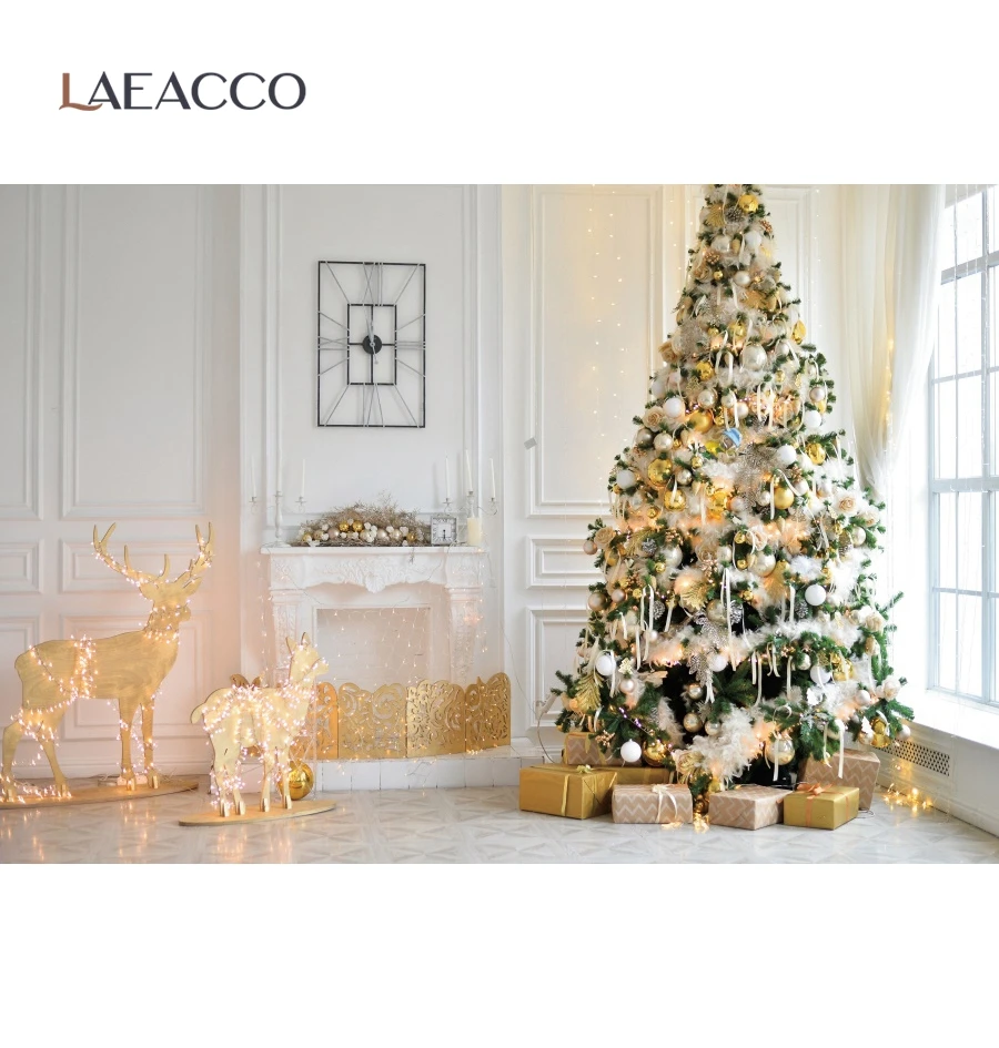 Laeacco Prabangus Dekoras Linksmų Kalėdų Šventės, Židinys Medžio Dovana Prašmatnus Sienos Kūdikio Portretas Fone Fotografijos Fonas