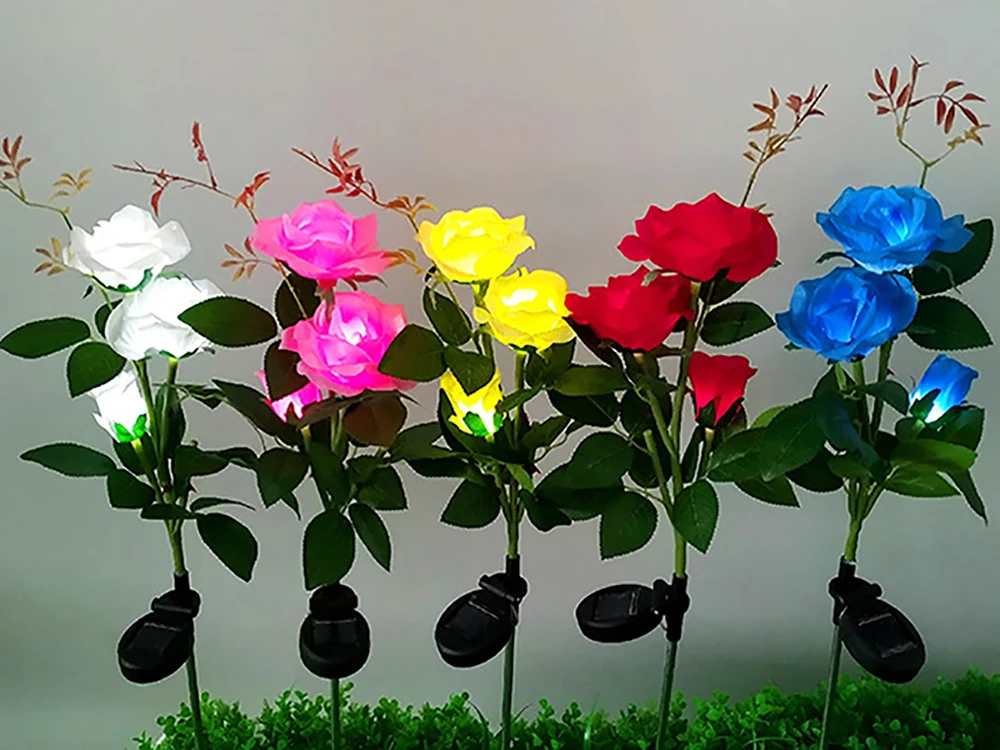 Lauko LED Saulės Šviesos RGB Spalvų Saulės Energijos Lempos Lily Rose Gėlių Dekoras atsparus Vandeniui Sodo Veją Kelias Vestuves Atostogų