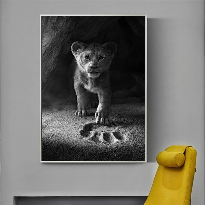 Liūtas Karalius Maža Simba Klasikinių Animacinių Filmų Plakatų Ir Grafikos Gyvūnų Paveikslai Tapyba Ant Sienos Menas Vaikas Kambario Dekoro Nuotrauką
